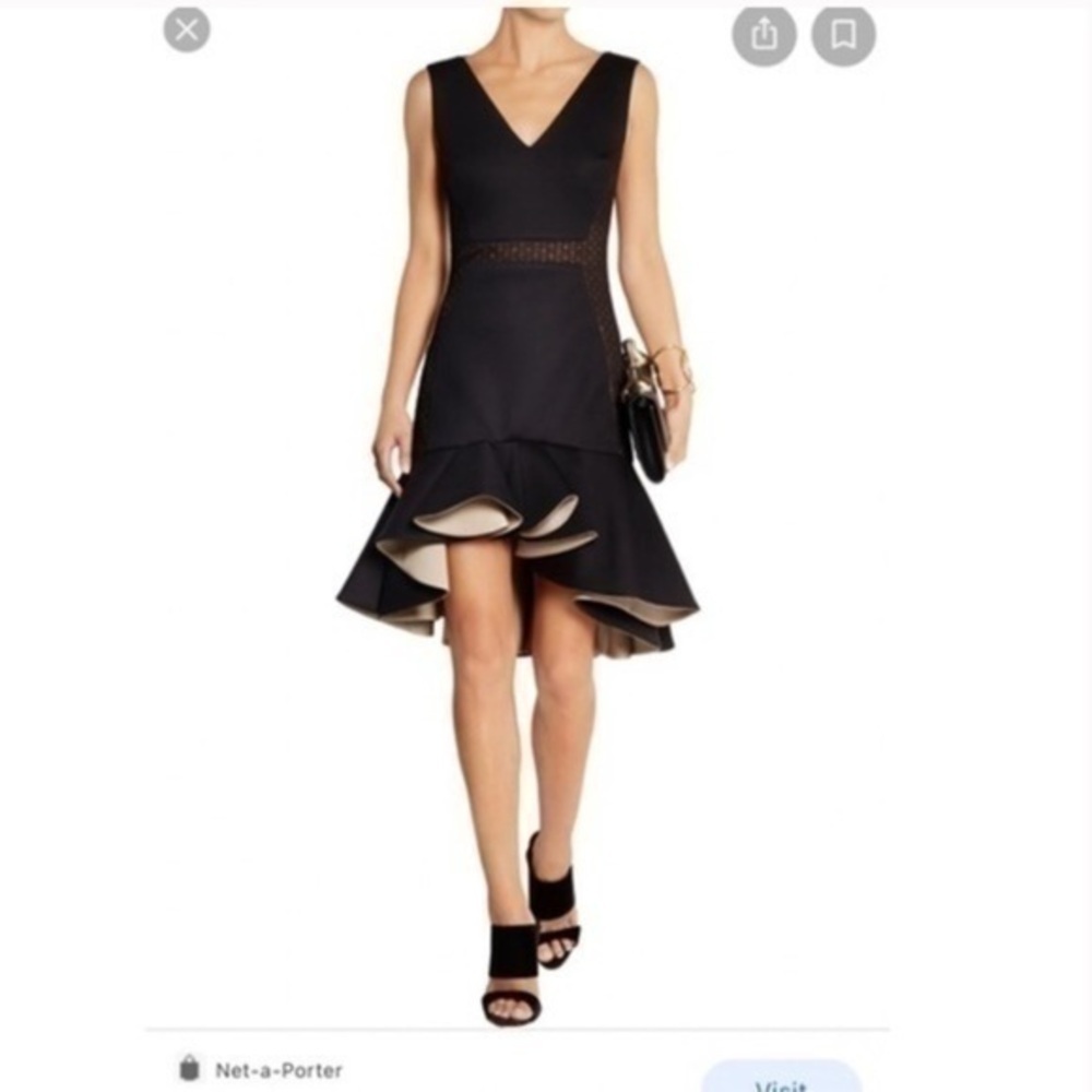 Antonio Berardi Dress Womens size 8 Black Ruffled Modal Jersey
